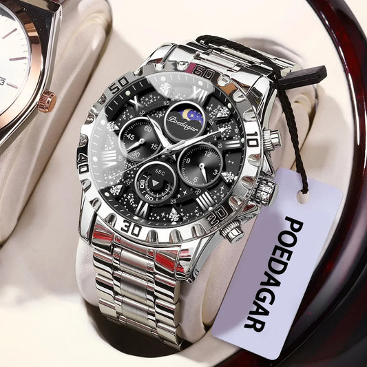 POEDAGAR Chrono Steel Watch