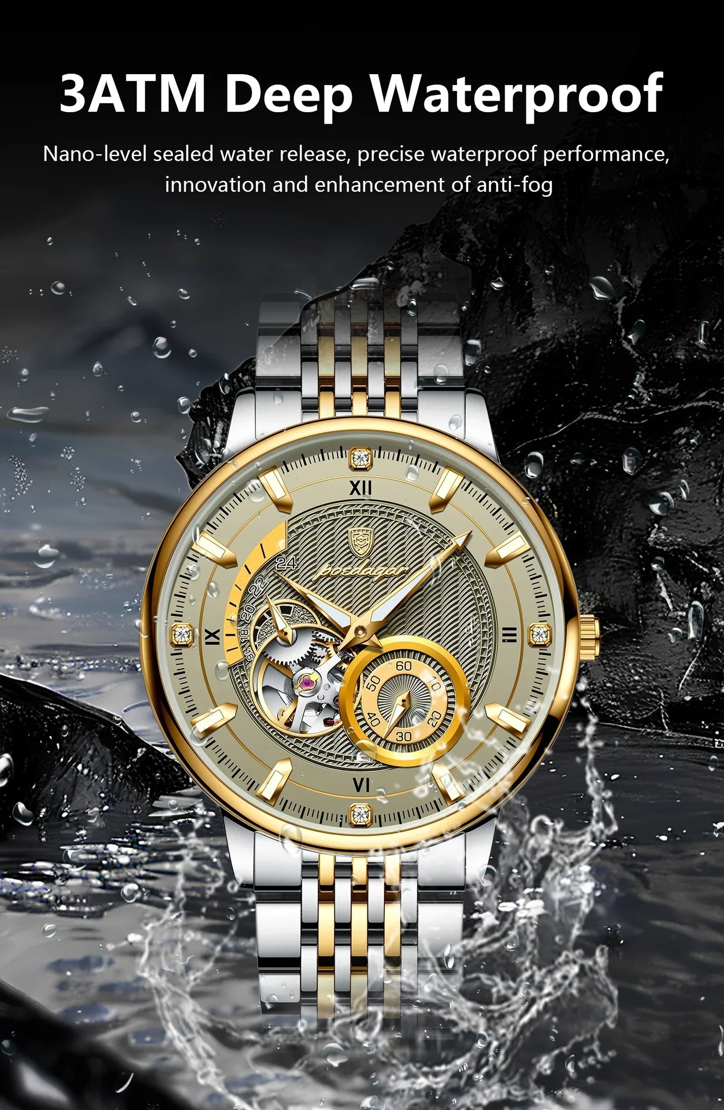 POEDAGAR Prestige Skeleton Automatic Watch