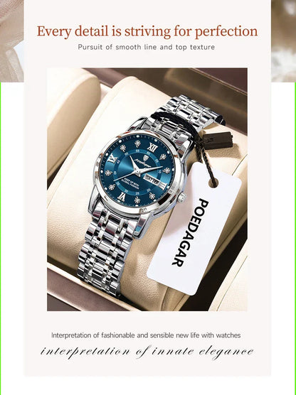 POEDAGAR Elegant Steel Watch