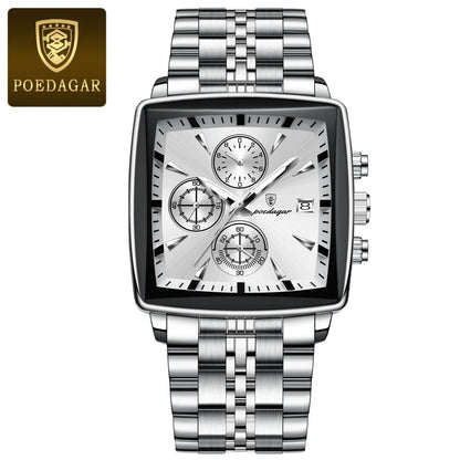 POEDAGAR Square Steel Watch