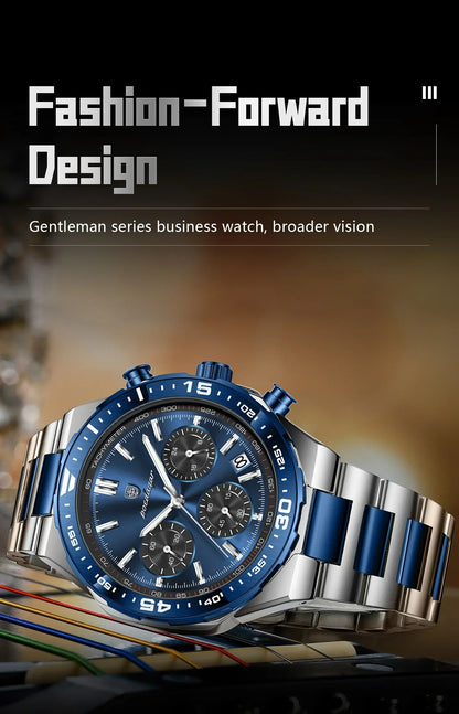 POEDAGAR Chrono Steel Watch