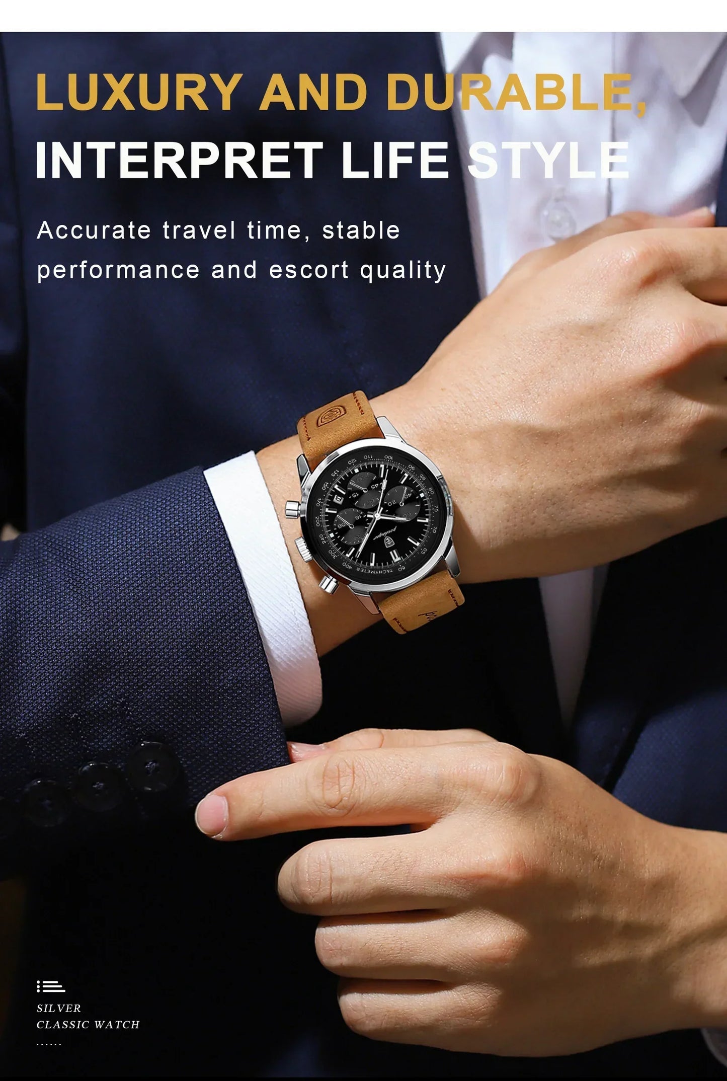 POEDAGAR Classic Chronograph Watch