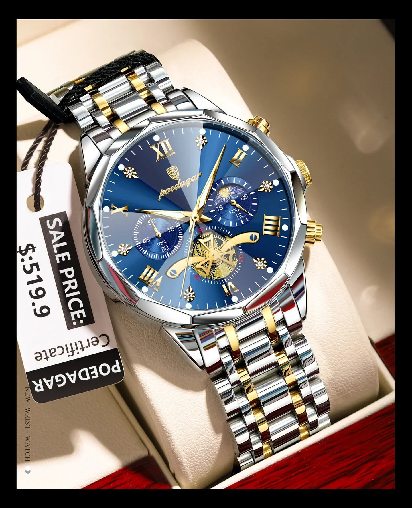 POEDAGAR Chrono Classic Watch