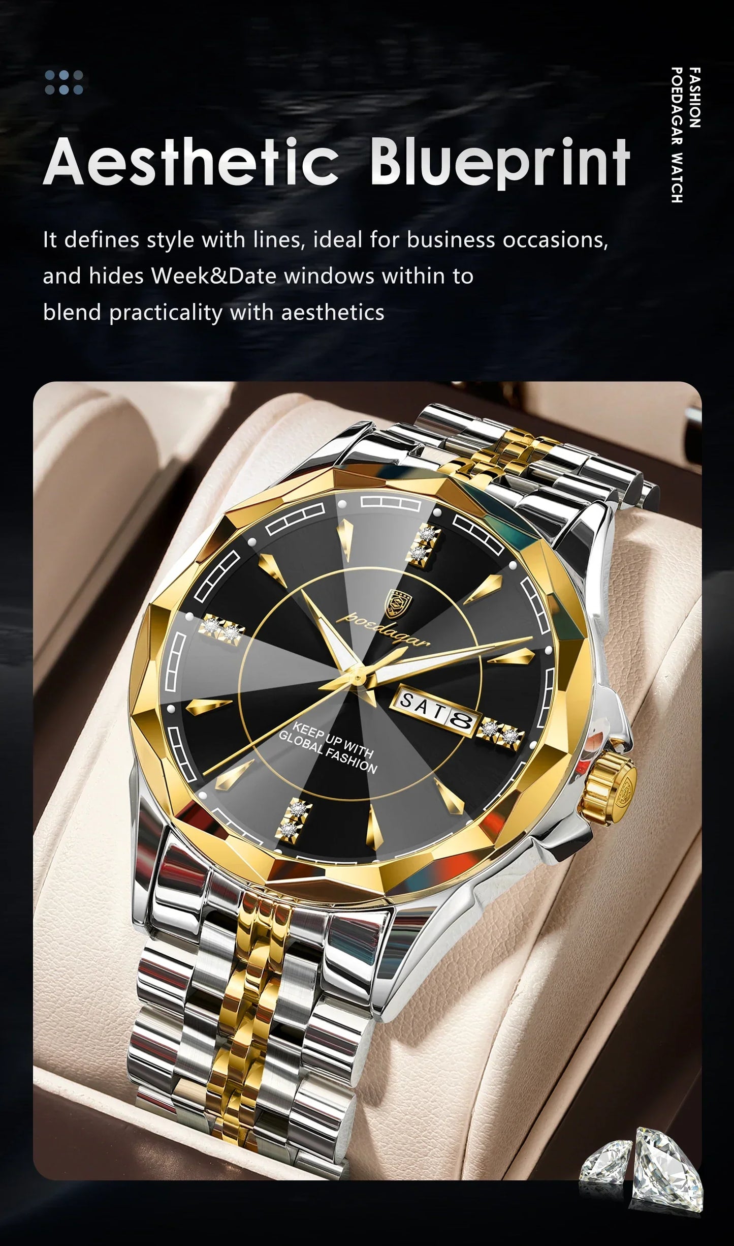 POEDAGAR Royal Steel Watch