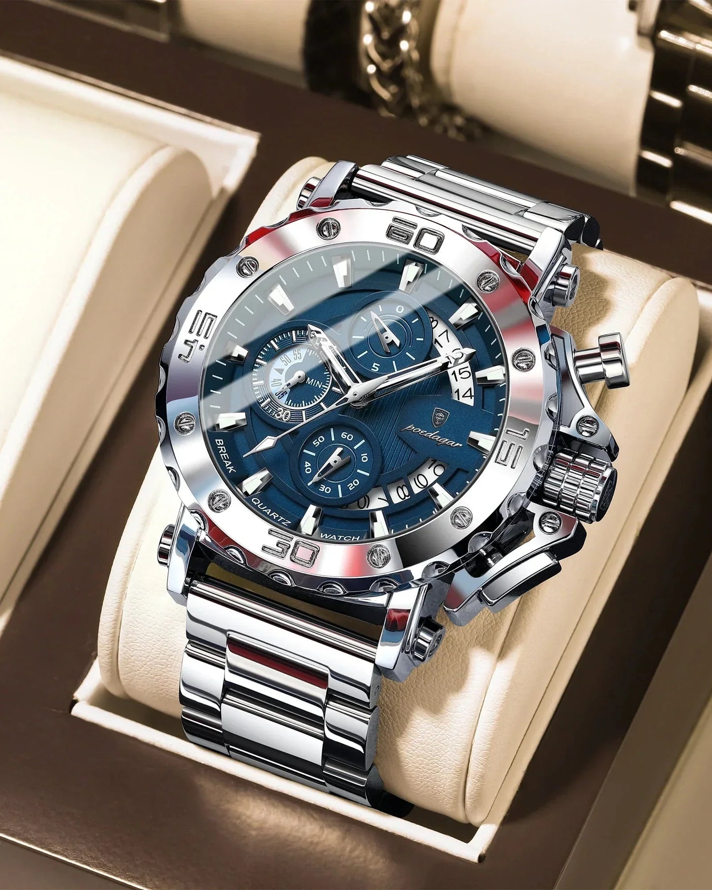 POEDAGAR Titan Chronograph Watch
