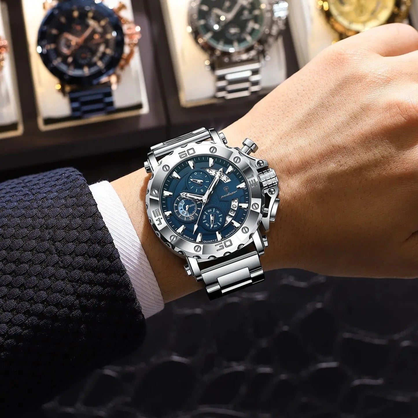 POEDAGAR Titan Chronograph Watch