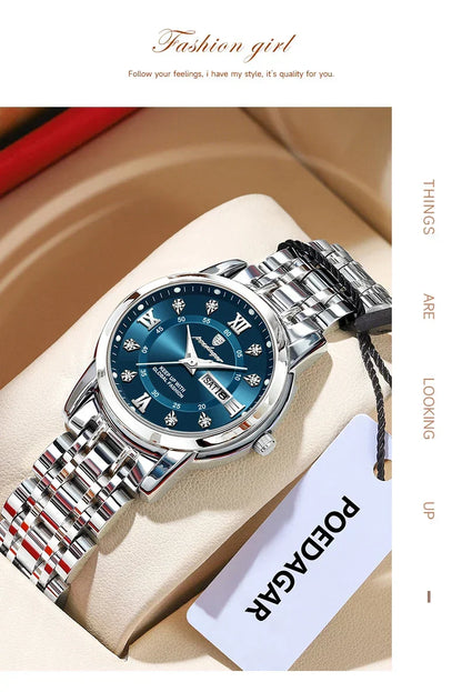 POEDAGAR Elegant Steel Watch