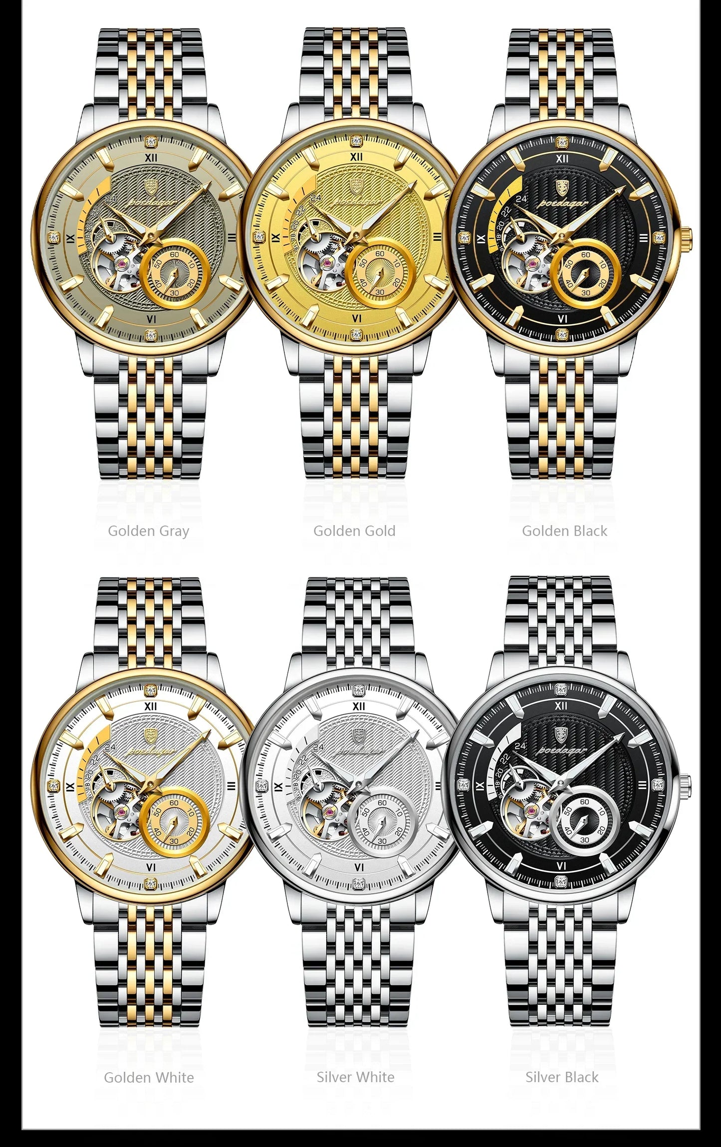 POEDAGAR Prestige Skeleton Automatic Watch