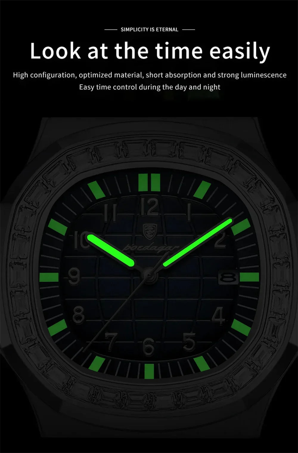 POEDAGAR Royal Grid Luxury Watch