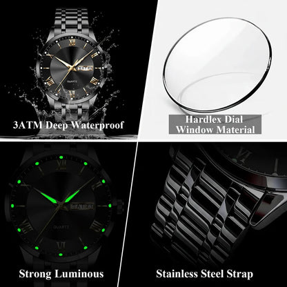 POEDAGAR Classic Day-Date Watch