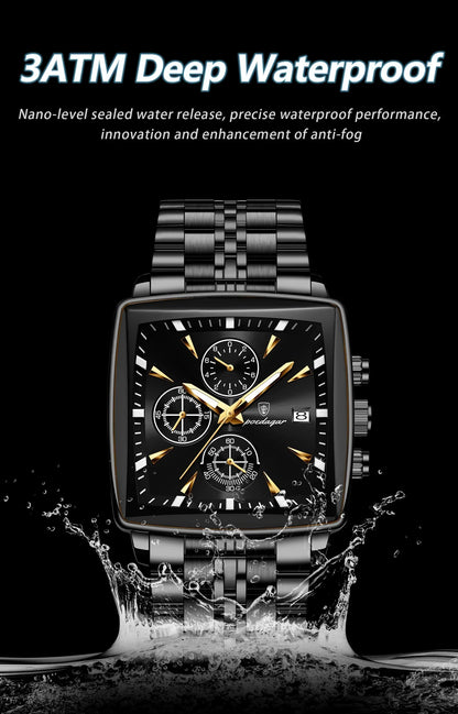 POEDAGAR Square Steel Watch