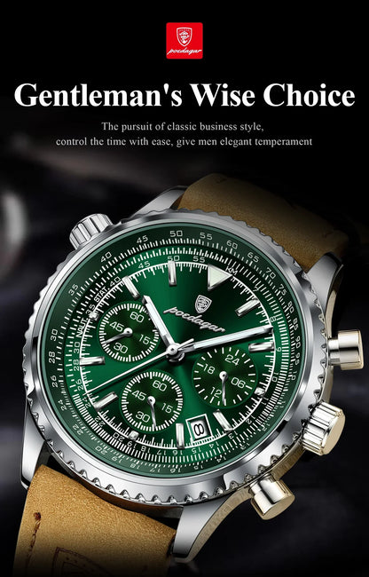 POEDAGAR Chrono Leather Watch