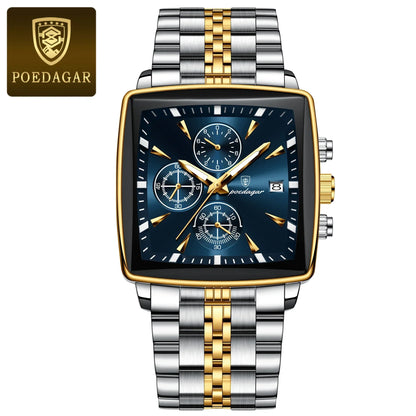 POEDAGAR Square Steel Watch