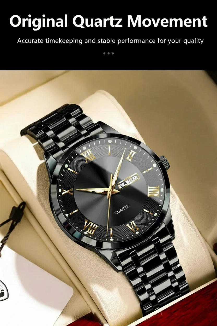 POEDAGAR Classic Day-Date Watch