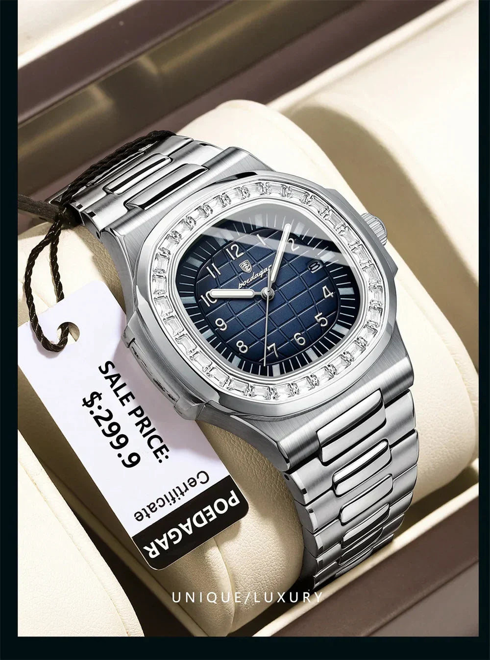 POEDAGAR Royal Grid Luxury Watch