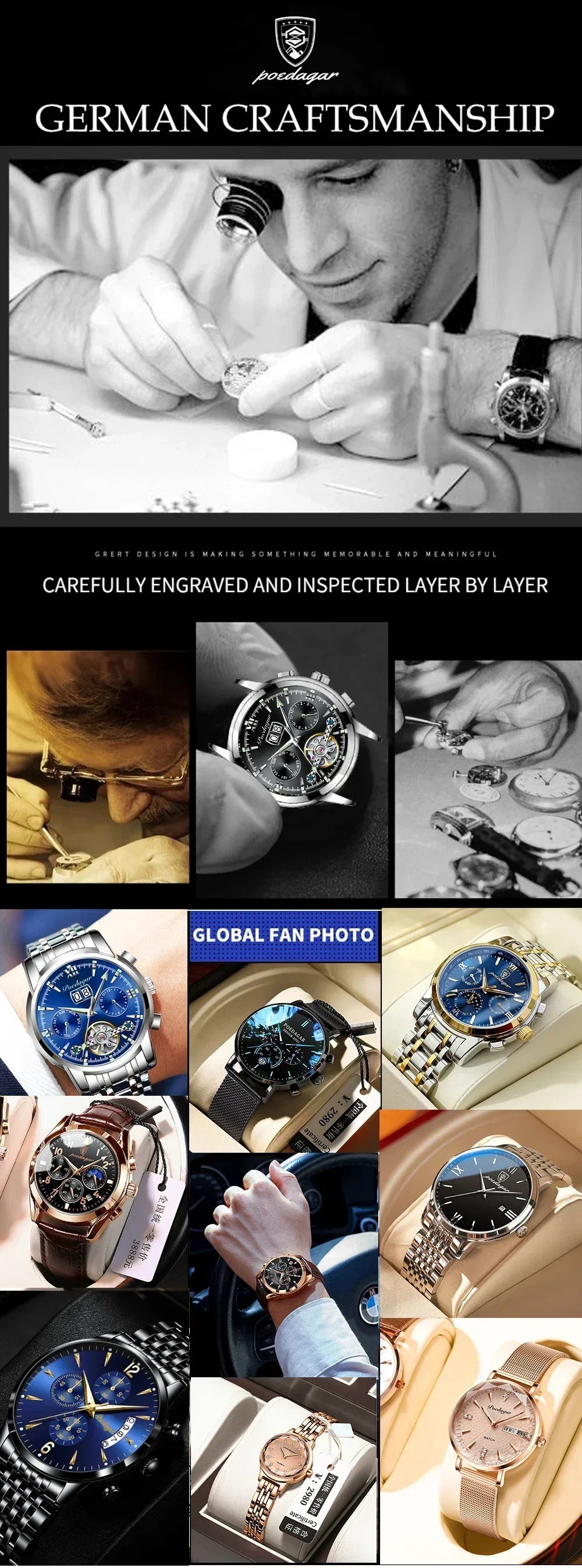 POEDAGAR Royal Steel Watch