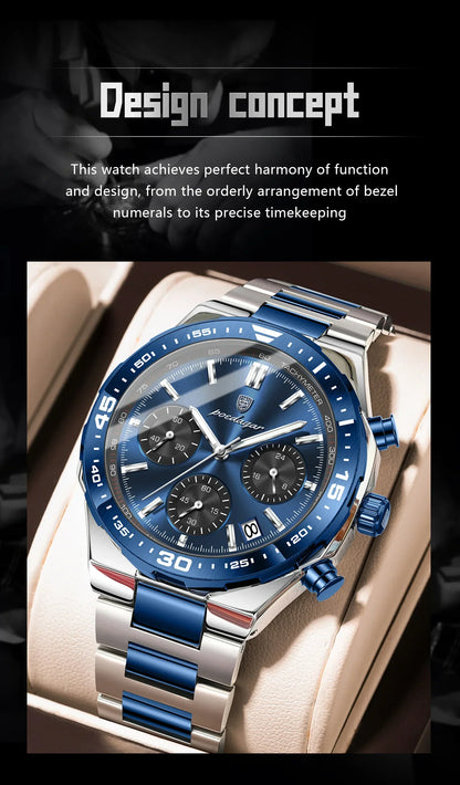 POEDAGAR Chrono Steel Watch