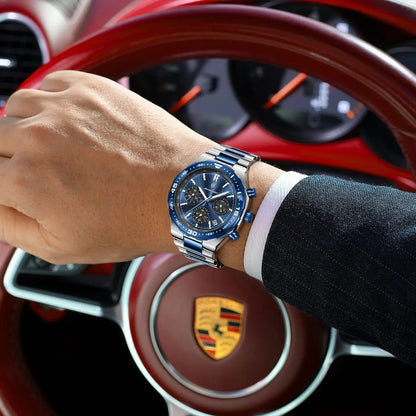 POEDAGAR Chrono Steel Watch
