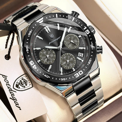 POEDAGAR Chrono Steel Watch