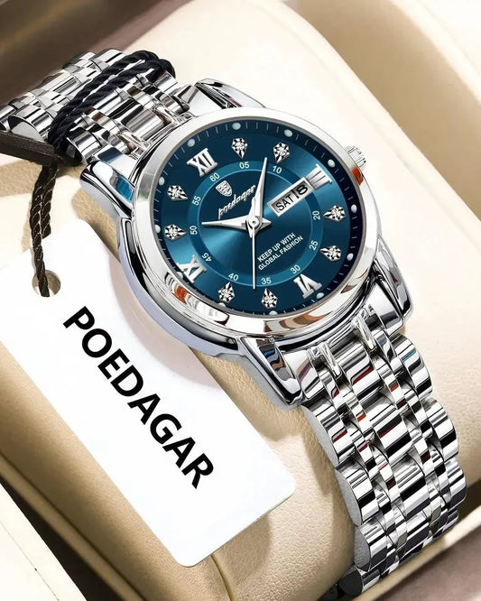 POEDAGAR Elegant Steel Watch