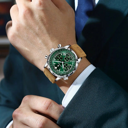 POEDAGAR Chrono Leather Watch