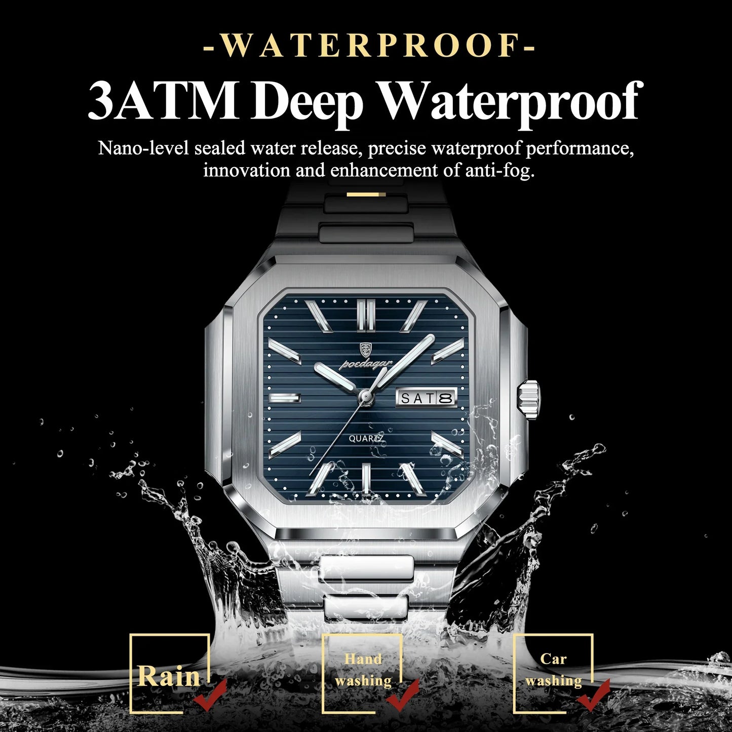POEDAGAR Royal Square Watch