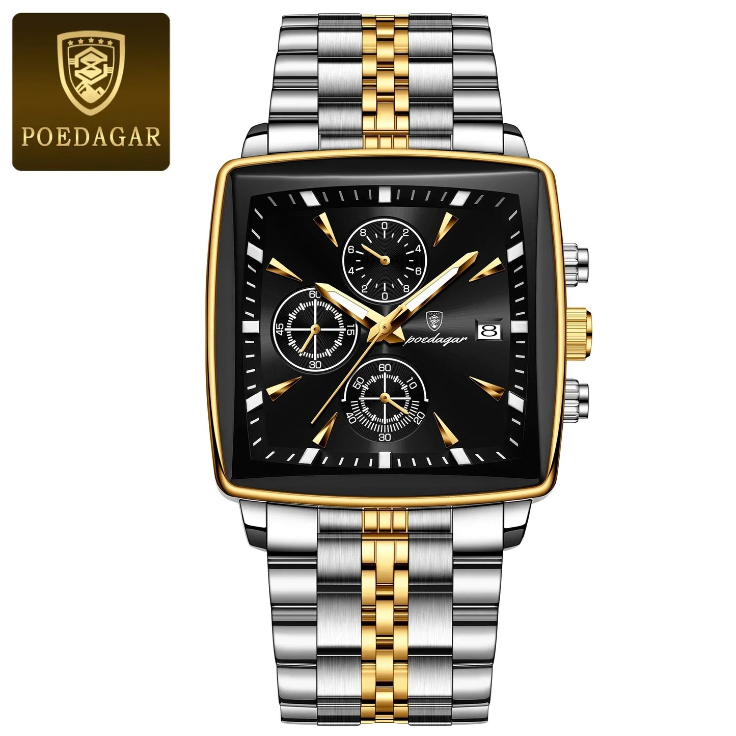 POEDAGAR Square Steel Watch