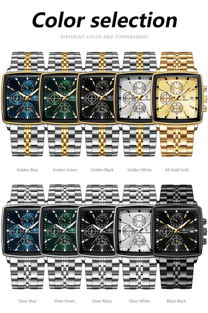 POEDAGAR Square Steel Watch