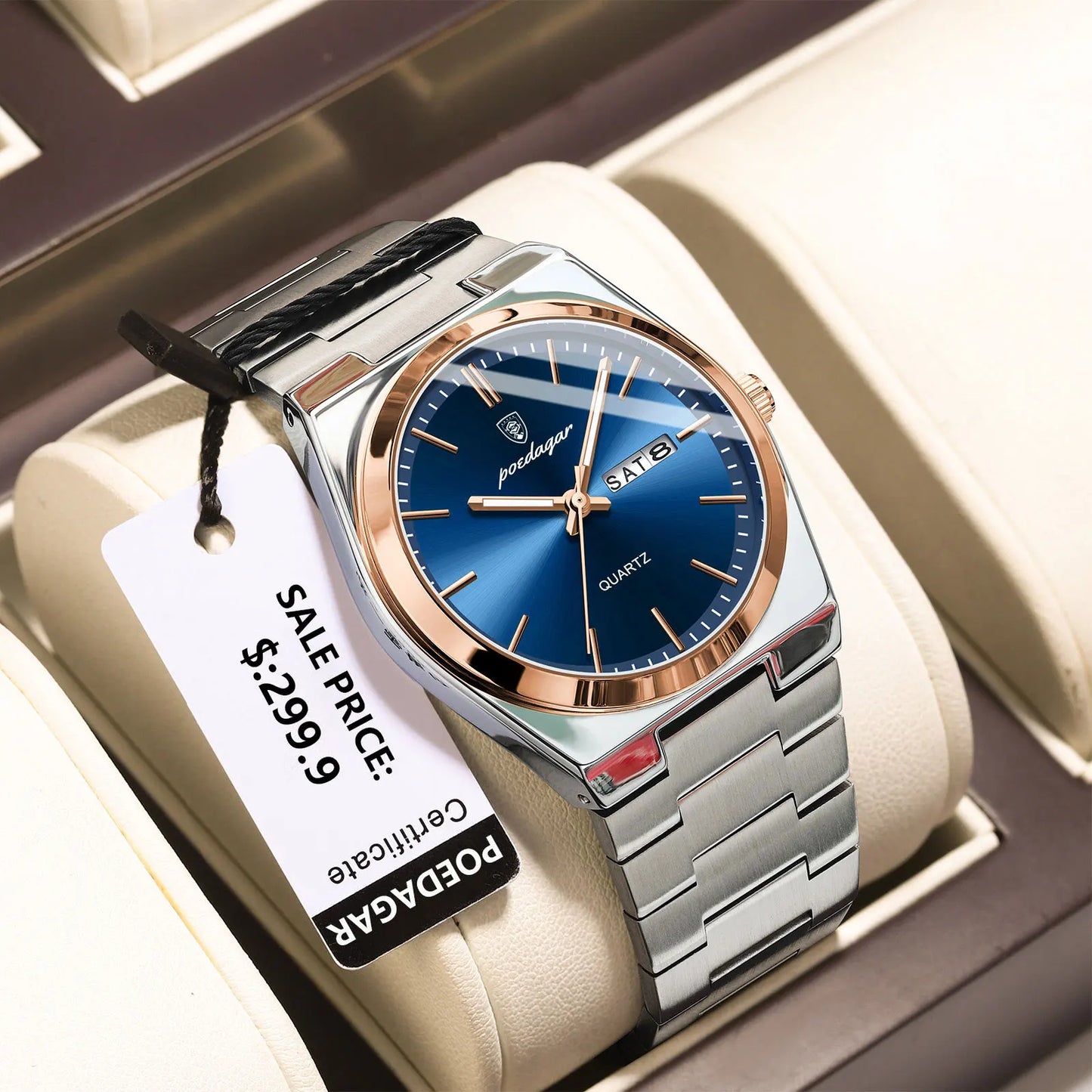 POEDAGAR Classic Date Watch
