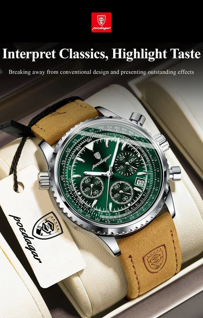 POEDAGAR Chrono Leather Watch