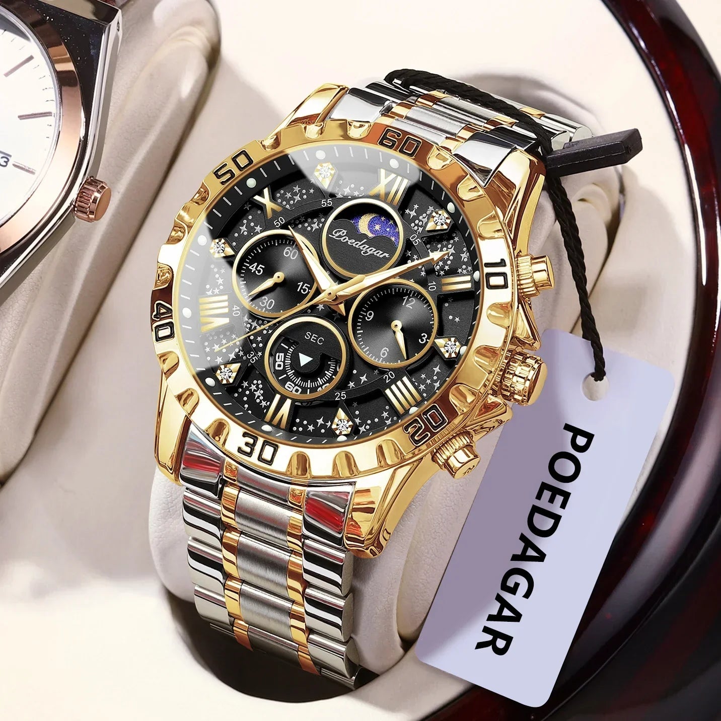 POEDAGAR Chrono Steel Watch