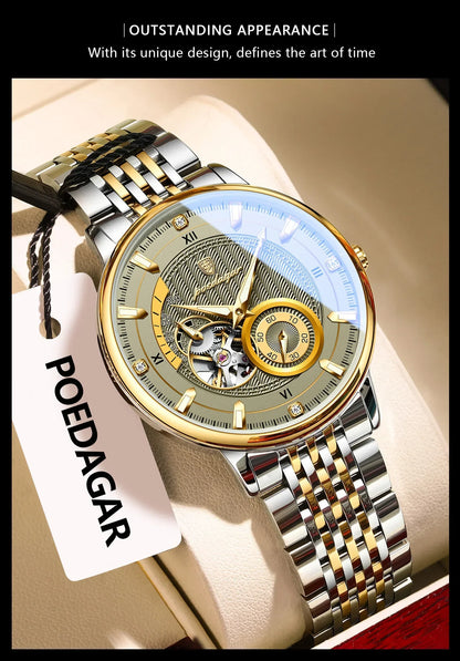 POEDAGAR Prestige Skeleton Automatic Watch
