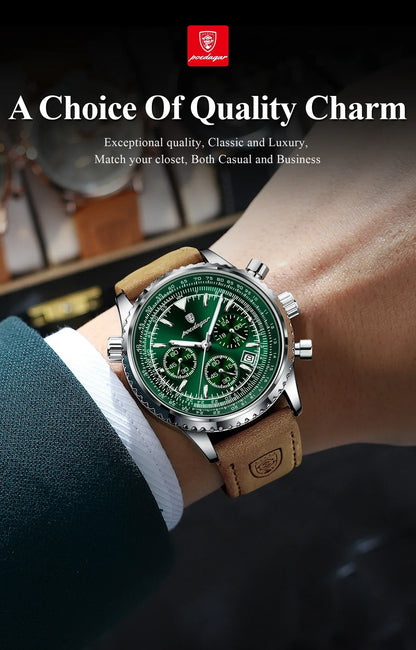 POEDAGAR Chrono Leather Watch