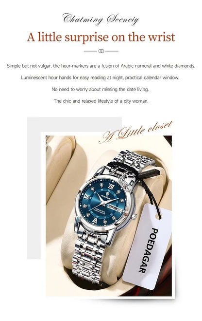 POEDAGAR Elegant Steel Watch