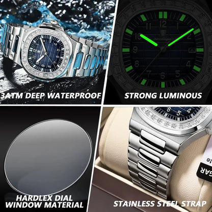 POEDAGAR Royal Grid Luxury Watch