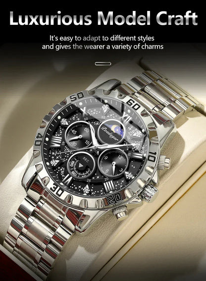 POEDAGAR Chrono Steel Watch