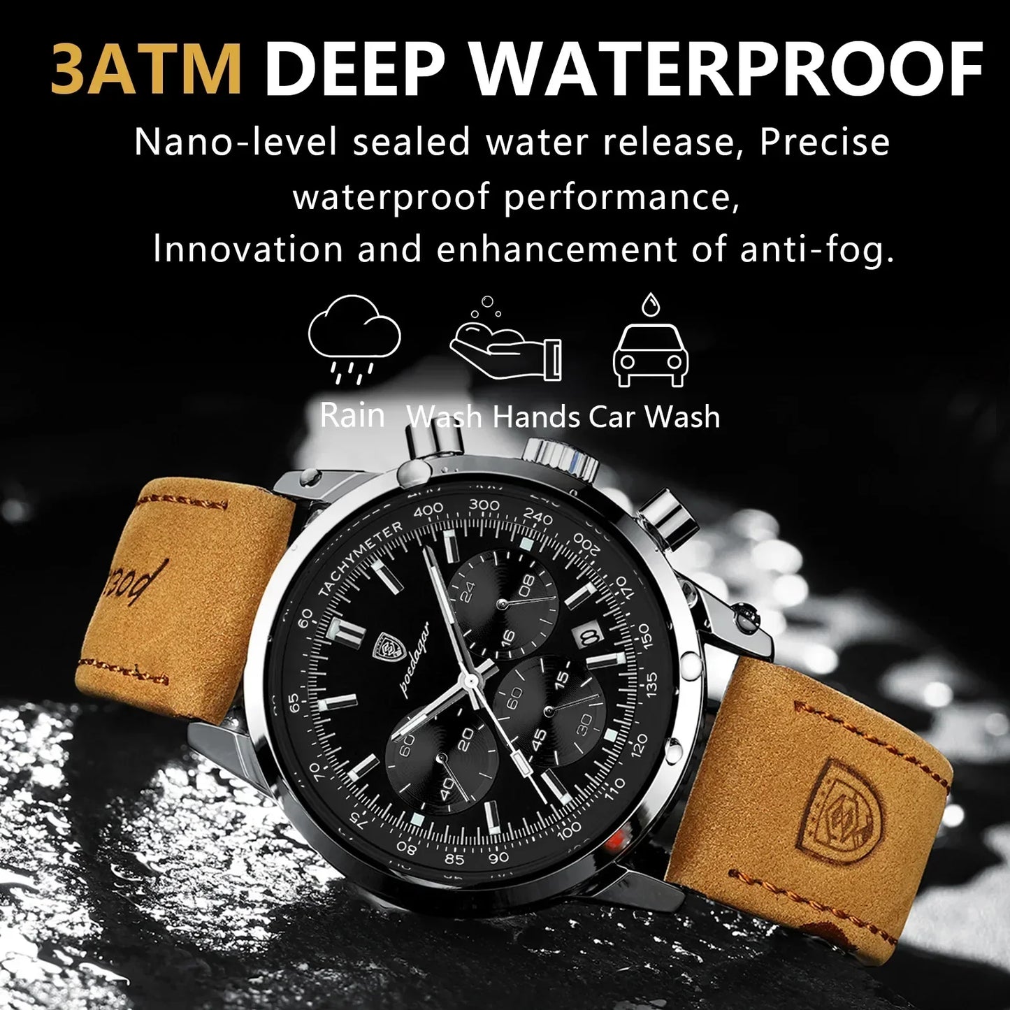 POEDAGAR Classic Chronograph Watch