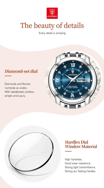POEDAGAR Elegant Steel Watch