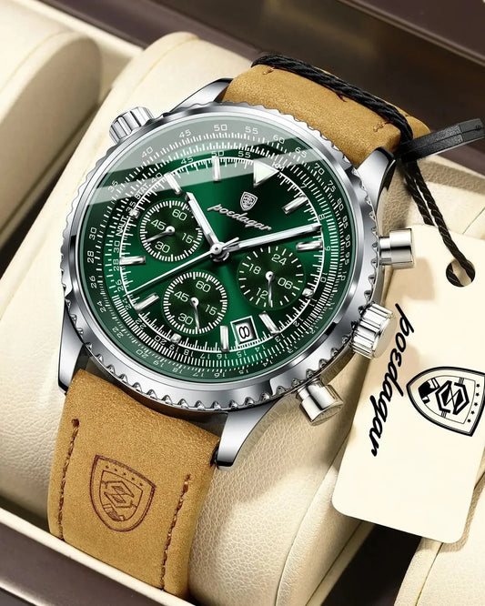 POEDAGAR Chrono Leather Watch