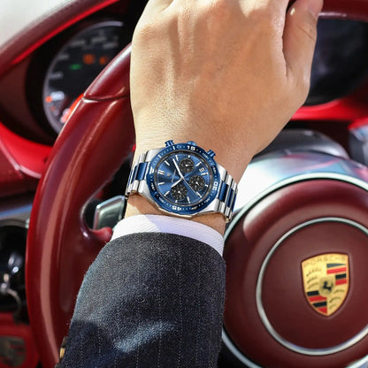 POEDAGAR Chrono Steel Watch