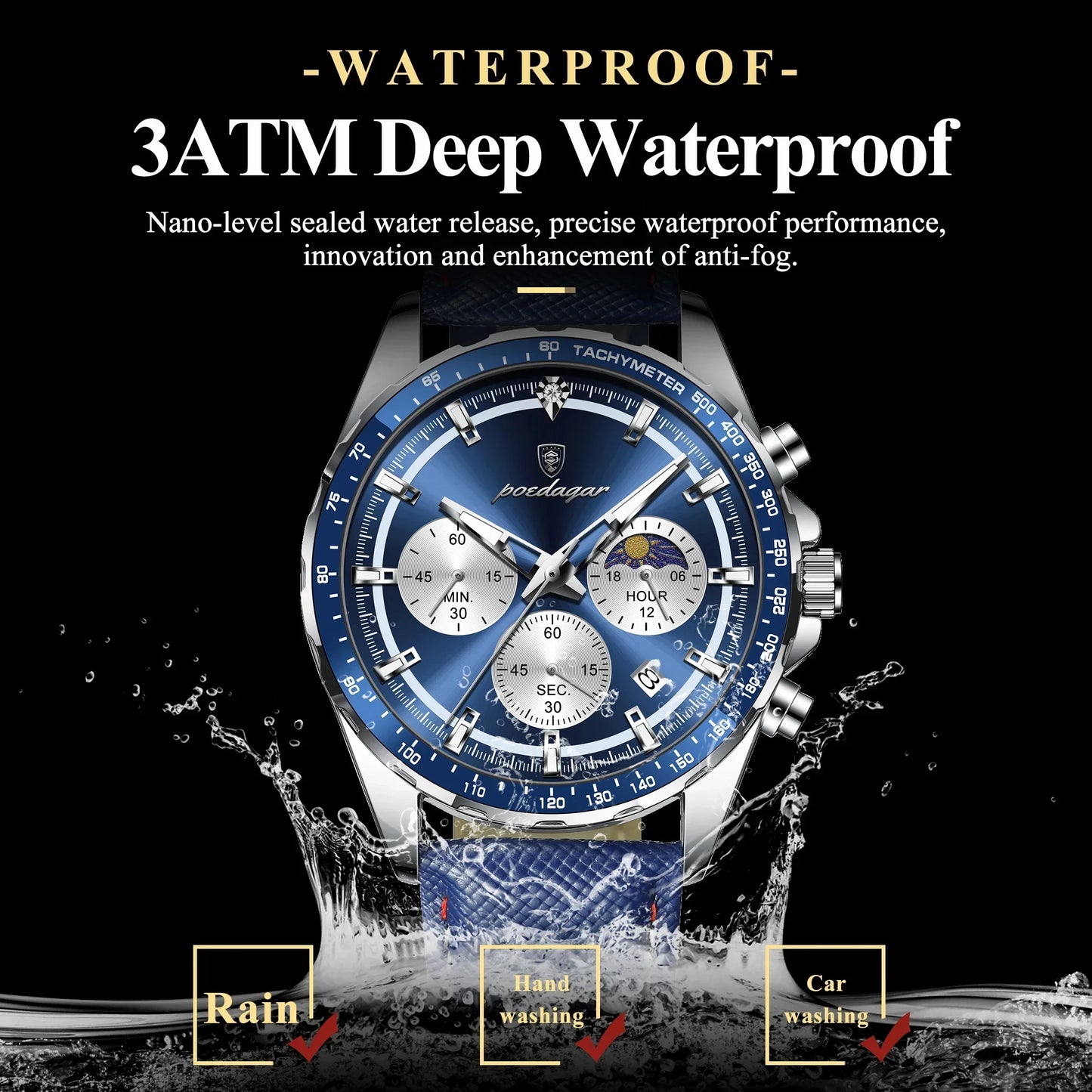 POEDAGAR Sport Chrono Watch