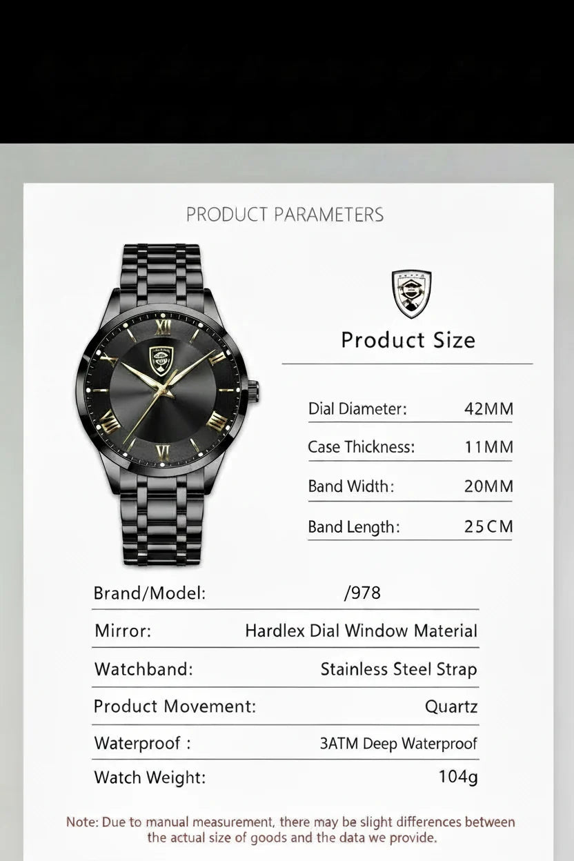 POEDAGAR Classic Day-Date Watch