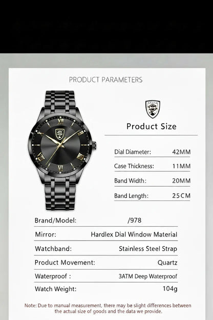 POEDAGAR Classic Day-Date Watch