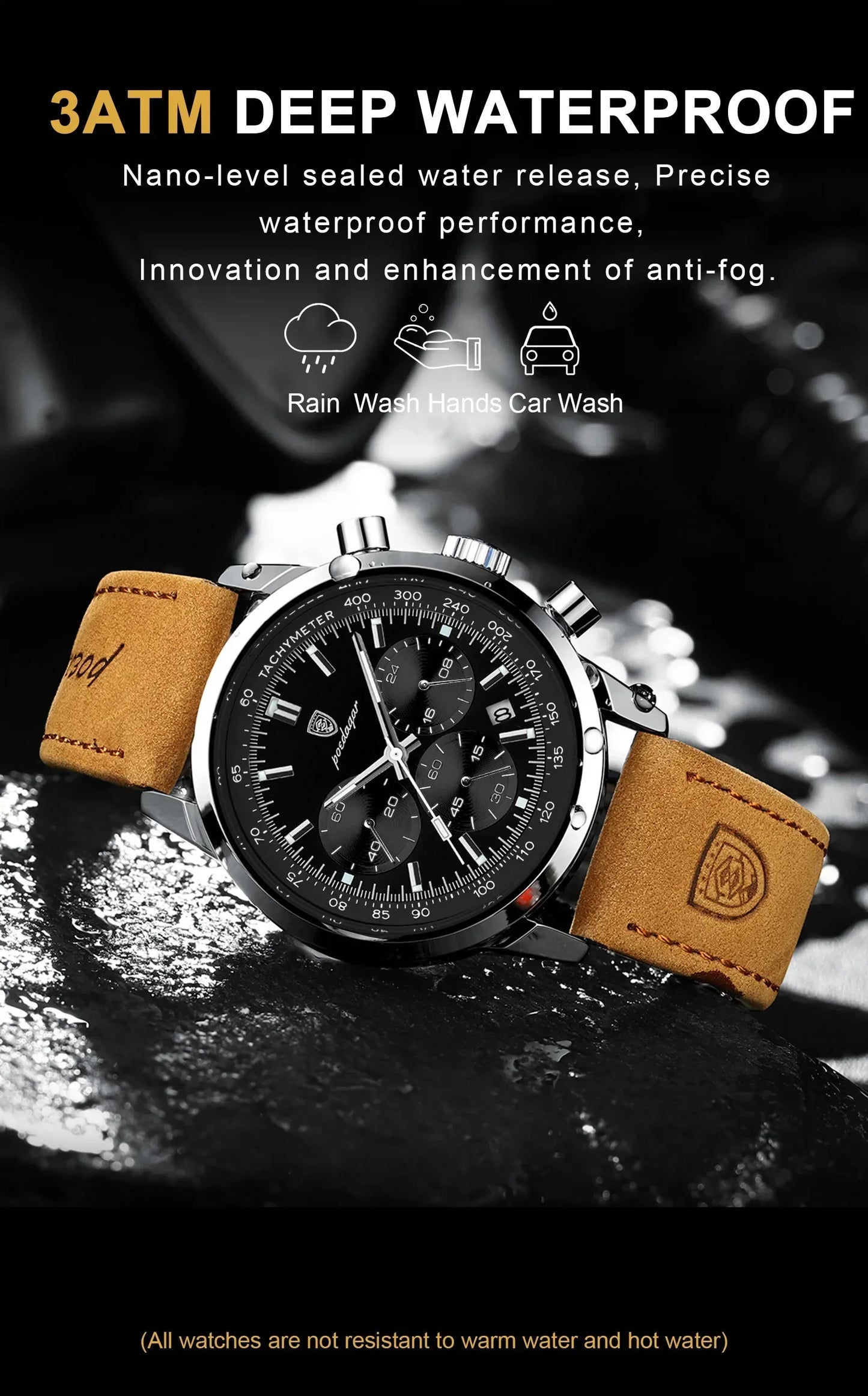 POEDAGAR Classic Chronograph Watch