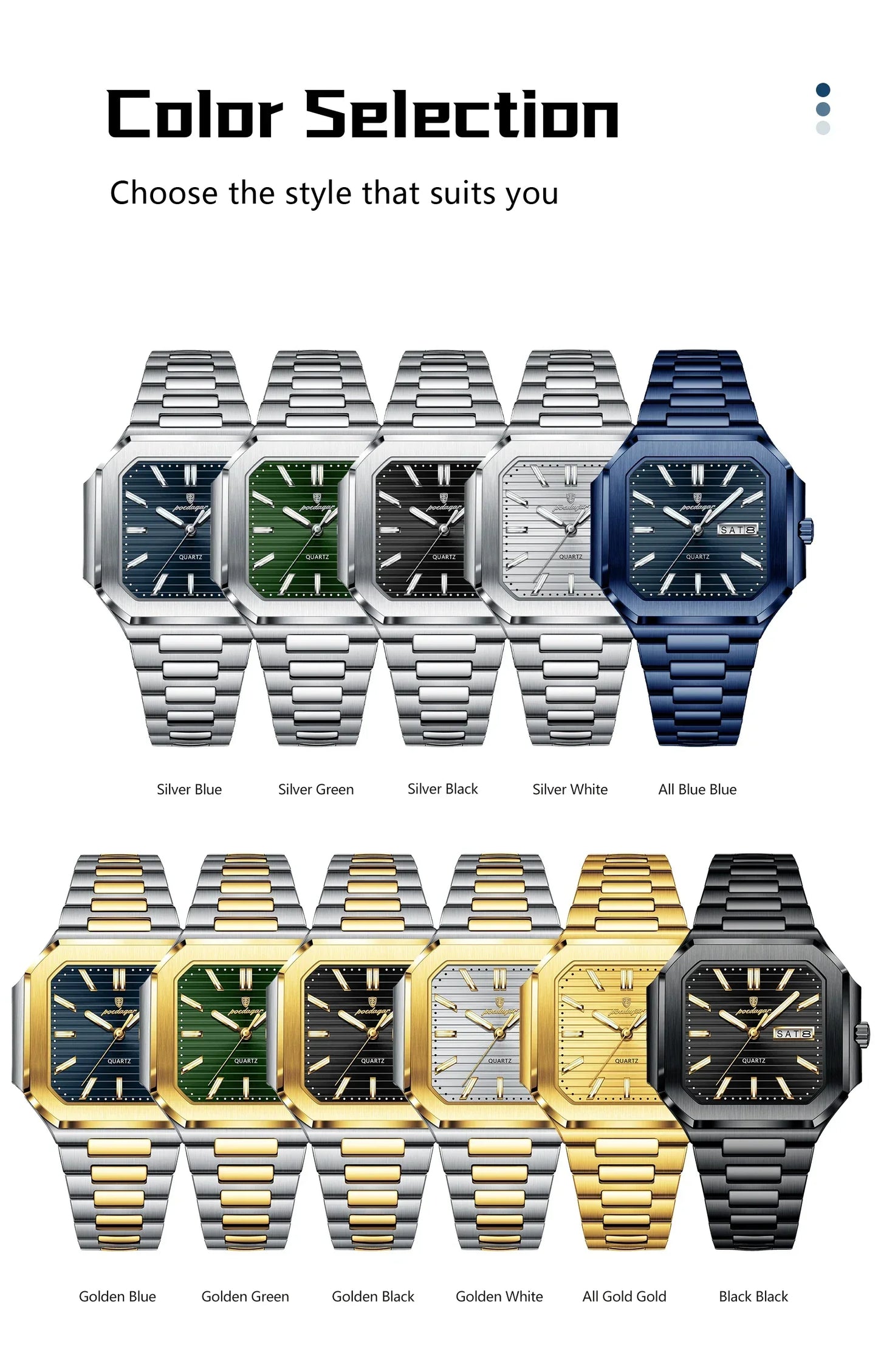 POEDAGAR Royal Square Watch