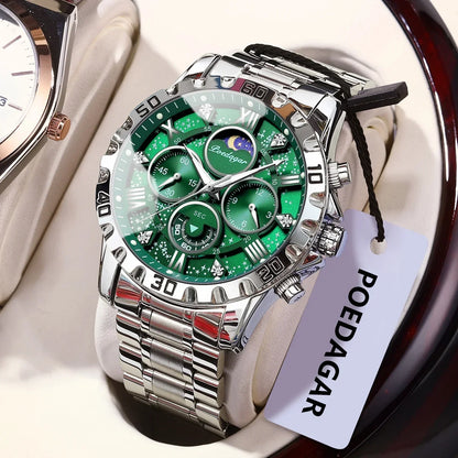 POEDAGAR Chrono Steel Watch