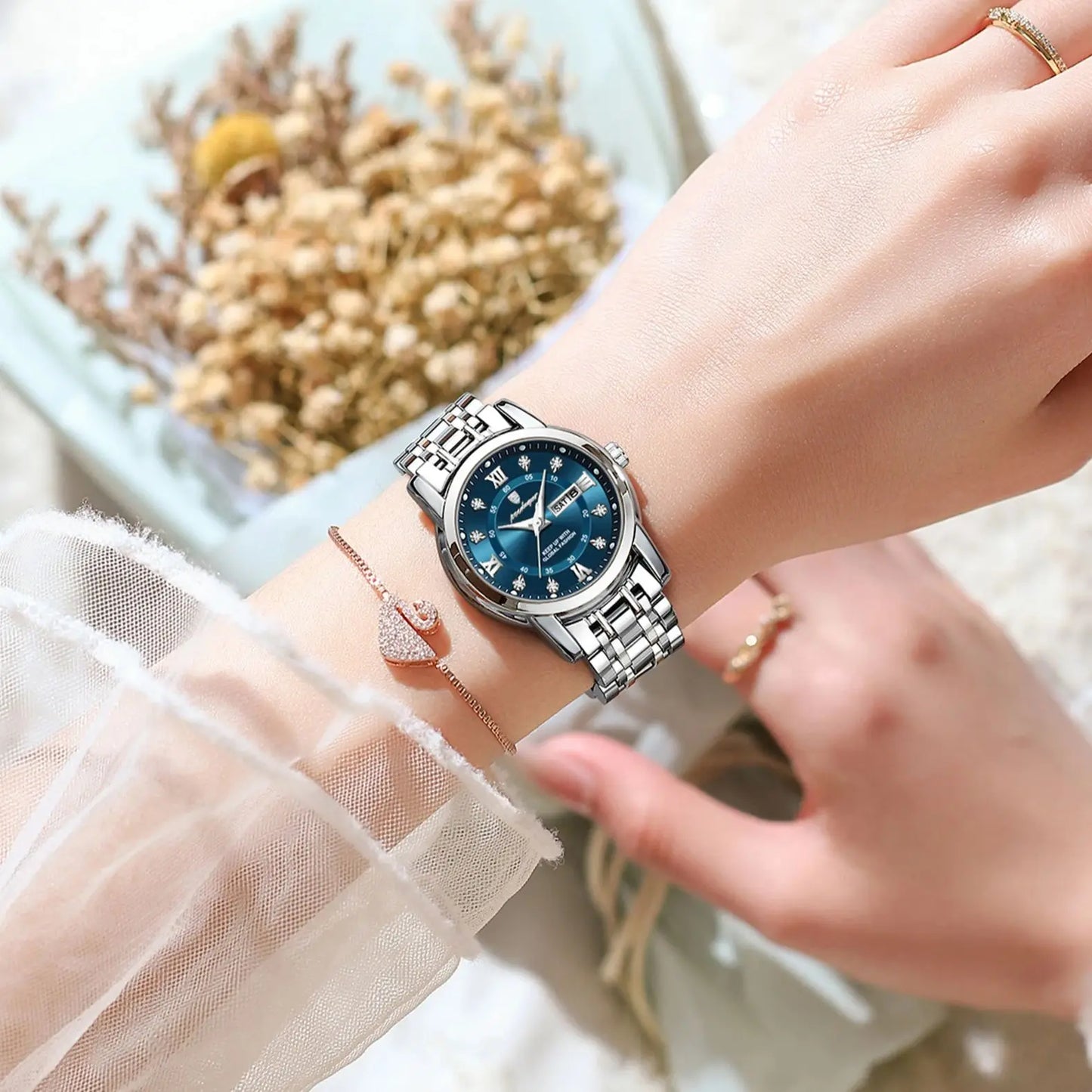 POEDAGAR Elegant Steel Watch