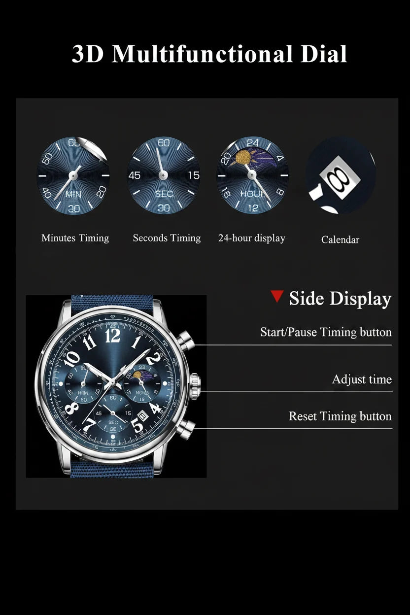POEDAGAR Tactical Chronograph Watch