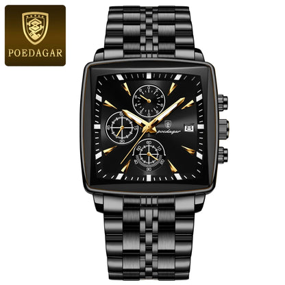 POEDAGAR Square Steel Watch