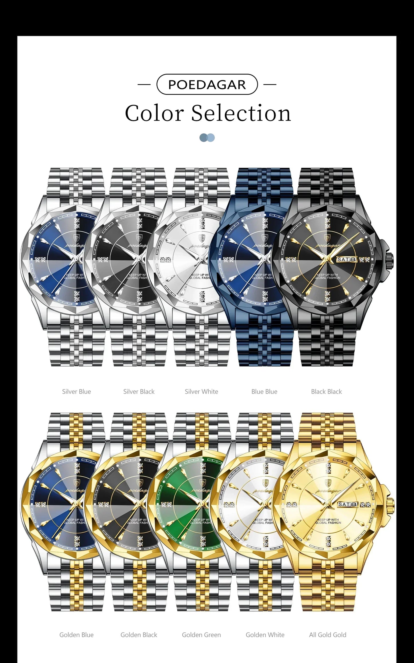 POEDAGAR Royal Steel Watch